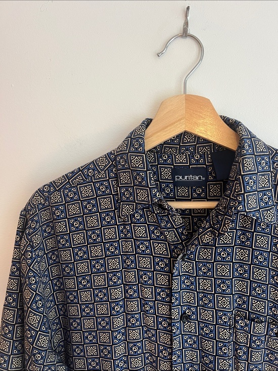 Puritan Other - Vintage Y2K Dad Shirt with Retro And Geometric Pattern